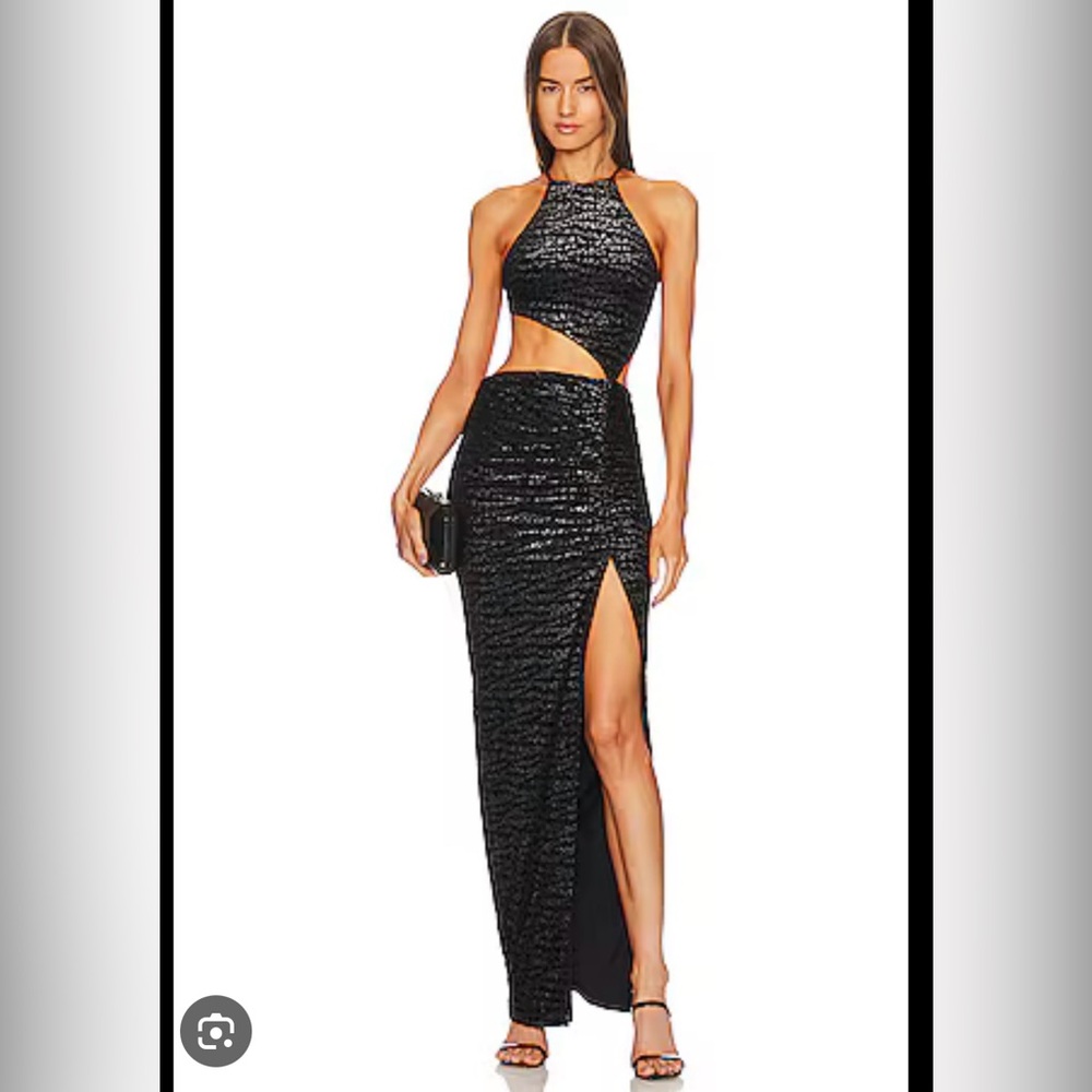 Michael Costello Black Sequin Maxi Dress